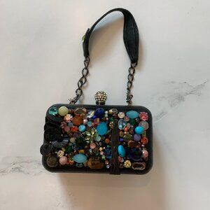 NWT Jeweled maximalist black leather handbag